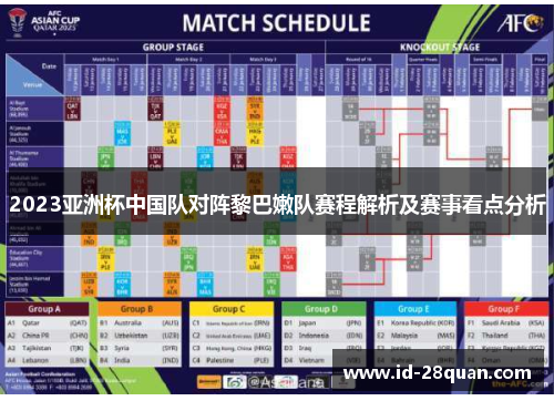 2023亚洲杯中国队对阵黎巴嫩队赛程解析及赛事看点分析